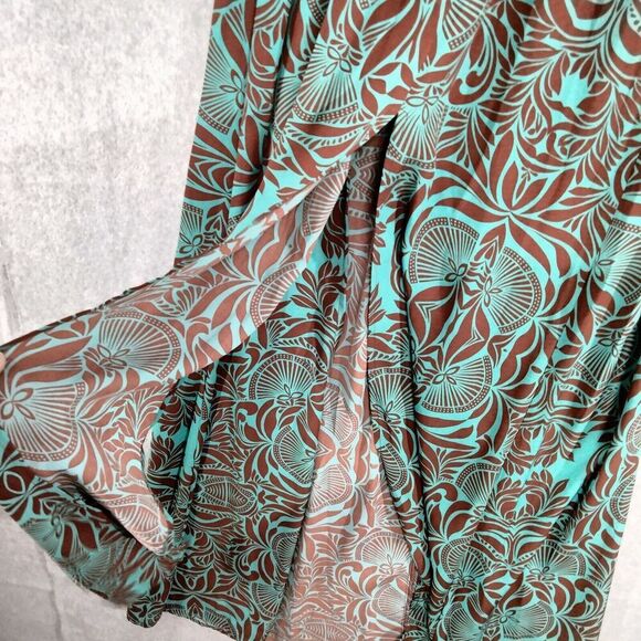 NWT Dance & Marvel Maxi Dress Womens Small Green Brown Faux Wrap Geometric Flowy - Picture 4 of 12